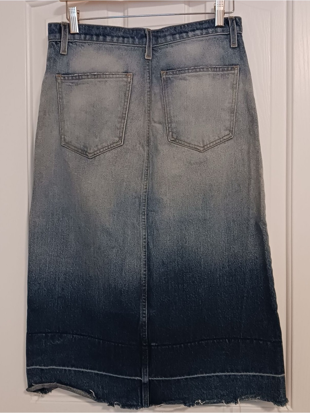 Current/Elliot midi denim skirt the slit maxi light blue wash faded dye - Picture 3 of 4